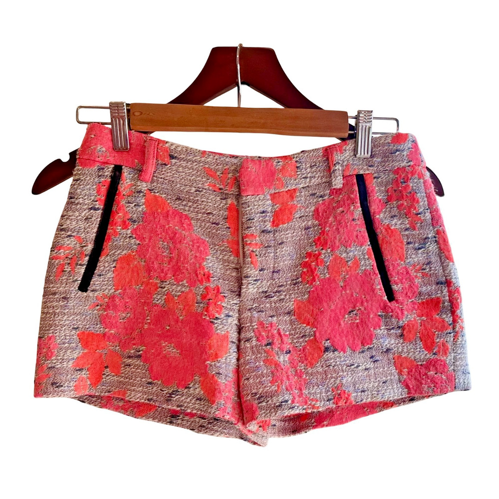 Anthropologie Nomad by Morgan Carper Size 0 Coral Floral Jacquard Tweed Shorts